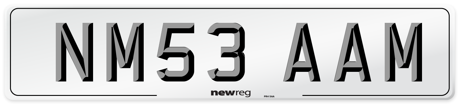 NM53 AAM Number Plate from New Reg